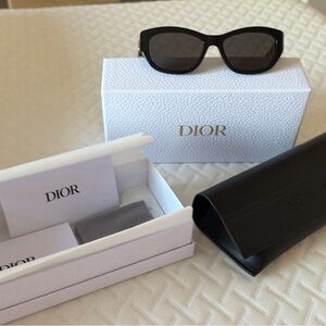 Dior Black Women's Rectangle Sunglasses with Dark Lenses